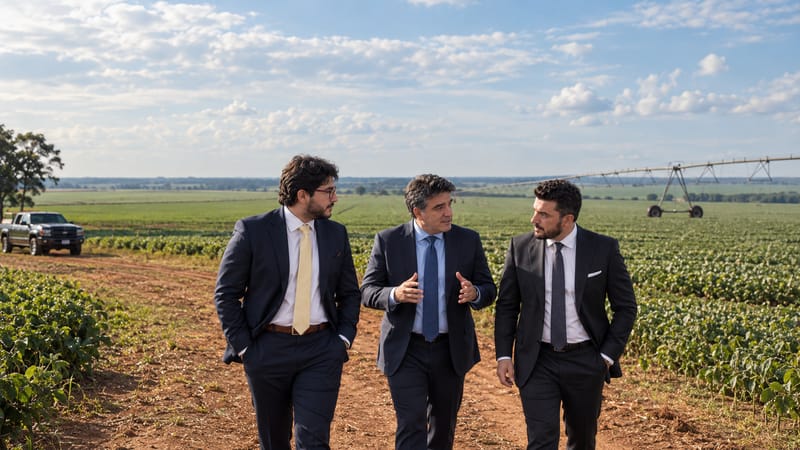 Dr. Leonardo Sidônio caminha com advogados parceiros entre lavouras